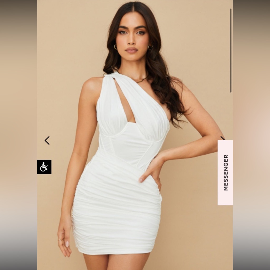 House Of Cb Clementine White Mini Dress One Shoulder Xs